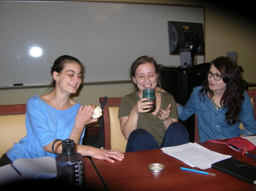 Laughter during workshop break.